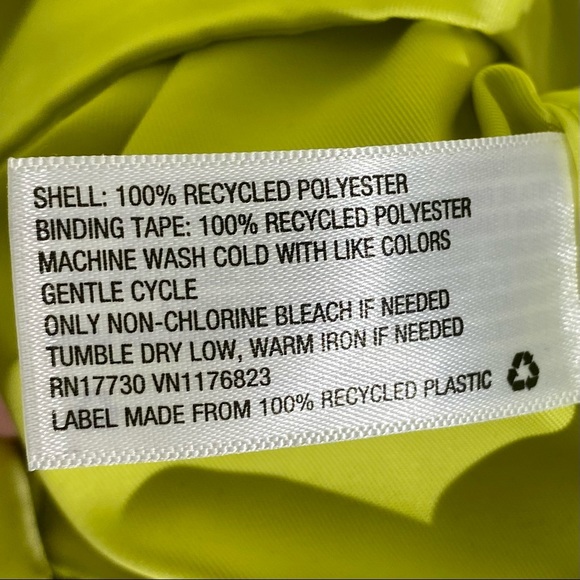 JoyLab Zip-Up Water Resistant Rain Coat Yellow L, 100% Recycled Polyester. - Picture 13 of 16